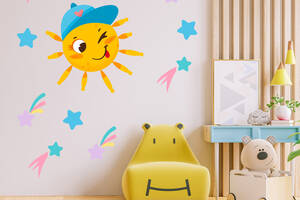 Набор наклеек на стену в детскую комнату 'Солнце со звездами' Кавун 70х70 см