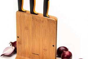 Набор ножей Fiskars FF с бамбуковой подставкой 3 шт