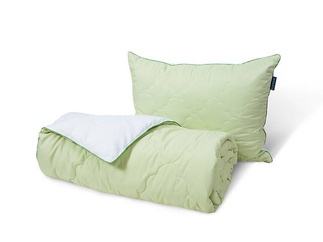 Набор одеяло и классическая подушка Dormeo Бамбук 140x200 см Зеленый/белый