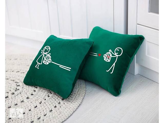 Набор подушек для влюбленных Kotico «Сердце в ловушке» 2 шт Зеленый