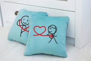 Набор подушек для влюбленных Kotico «Слушай сердце» 2 шт Голубой