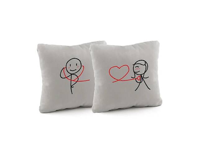 Набор подушек для влюбленных Kotico «Слушай сердце» 2 шт Серый