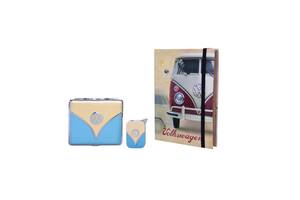 Набор портсигар и газовая зажигалка Licences VW Giftset Lighter&Cigarette Case Желто-голубой (40610066YEBLU)