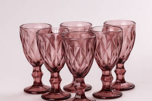 Набор рюмок для крепких напитков фигурных Lugi граненых из толстого розового стекла (HP001P)