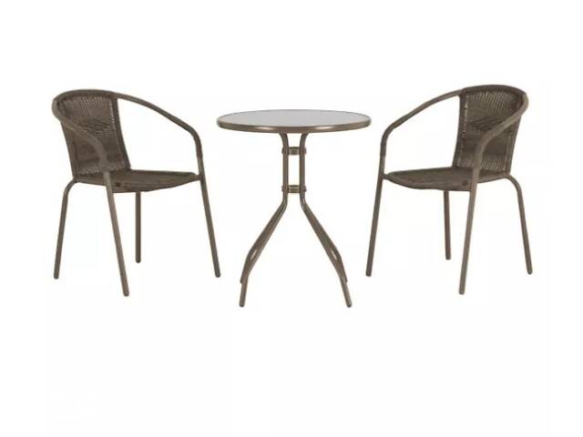 Набор садовой мебели ротанг Bari стол + 2 стула (серо-коричневые) Купи уже сегодня!