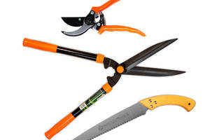 Набор садовых инструментов Polax секатор рессорный, ножовка, ножницы для стрижки кустов (770-12)
