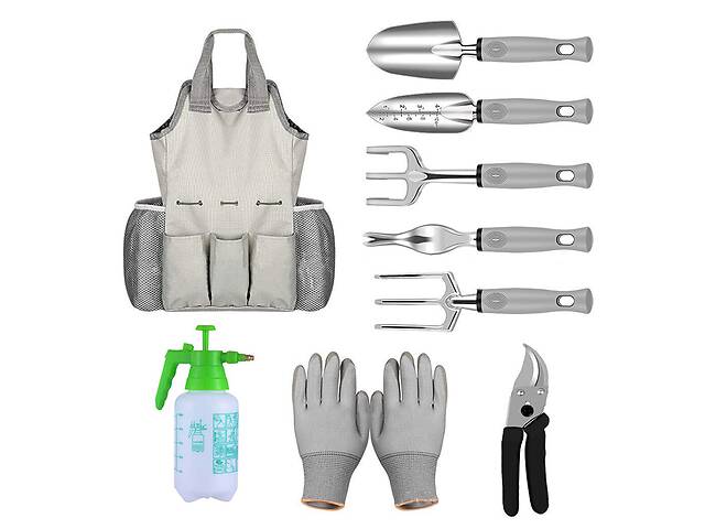 Набор садовый Lesko CG-2015 из 9 предметов с сумкой Grey (4469-13780a)