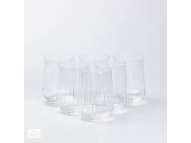 Набор стаканов TS Kitchen для фигурных ребристых напитков 450 мл 6 штук прозрачный прозрачный (HP98)