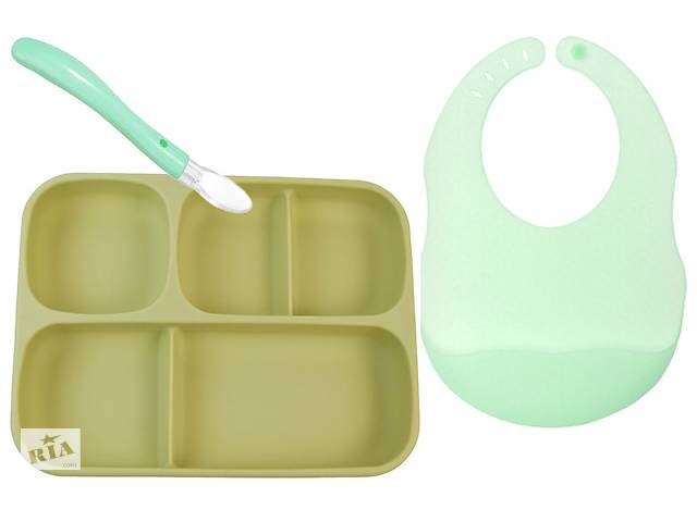 Набор силиконовой посуды 2Life 3 предмета Зеленый (vol-10465)