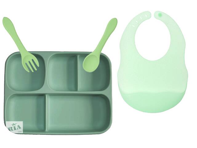 Набор силиконовой посуды 2Life 4 предмета Зеленый (vol-10479)