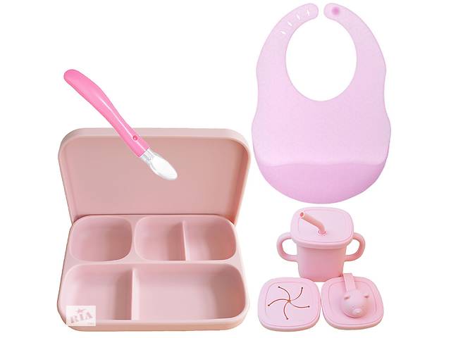 Набор силиконовой посуды 2Life A2 4 предмета Розовый (vol-10495)