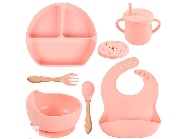 Набор силиконовой посуды 2Life Y12 6 предметов Розовый (v-11140)