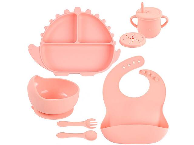 Набор силиконовой посуды 2Life Y12 6 предметов Розовый (v-11216)