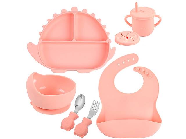 Набор силиконовой посуды 2Life Y12 6 предметов Розовый (v-11263)