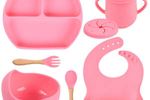 Набор силиконовой посуды 2Life Y14 6 предметов Розовый (v-11142)