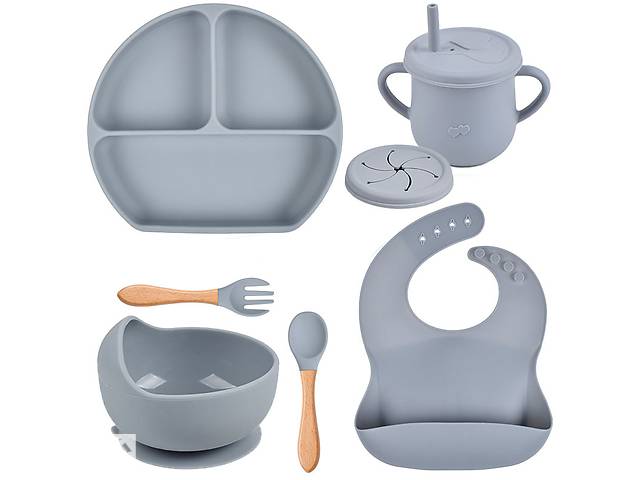 Набор силиконовой посуды 2Life Y18 6 предметов Серый (v-11146)