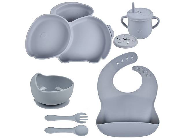 Набор силиконовой посуды 2Life Y18 из 7 предметов на присоске Серый (v-11290)