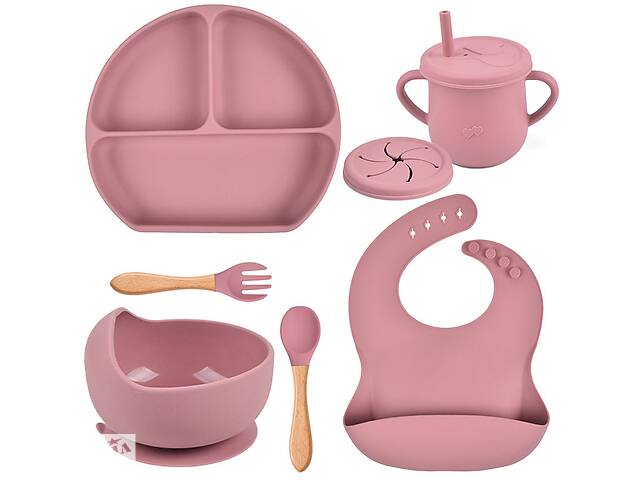 Набор силиконовой посуды 2Life Y19 6 предметов Розовый (v-11147)
