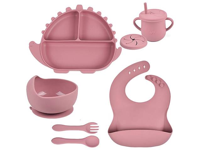 Набор силиконовой посуды 2Life Y19 6 предметов Розовый (v-11219)