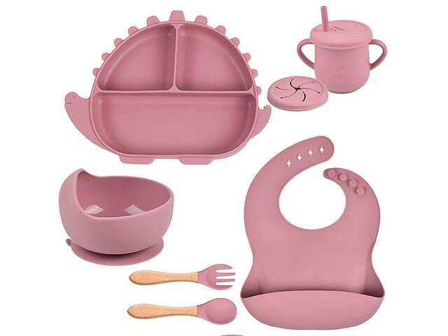 Набор силиконовой посуды 2Life Y19 6 предметов Розовый (v-11251)