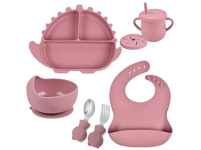 Набор силиконовой посуды 2Life Y19 6 предметов Розовый (v-11266)