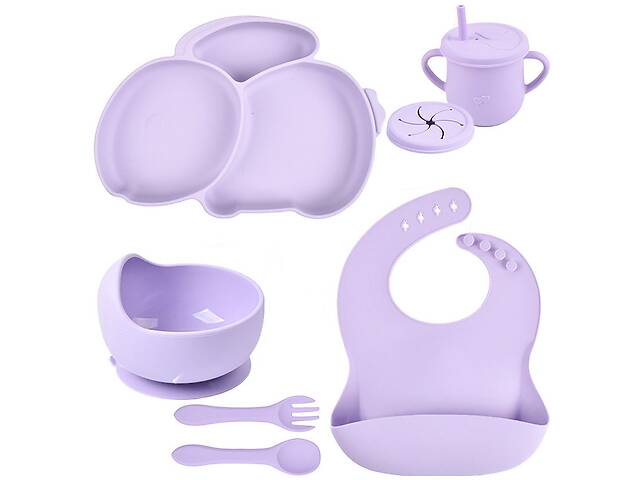 Набор силиконовой посуды 2Life Y2 из 7 предметов на присоске Фиолетовый (v-11283)