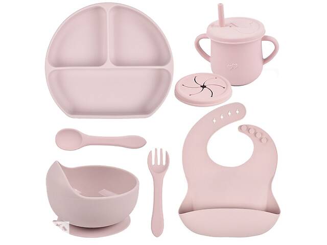 Набор силиконовой посуды 2Life Y26 6 предметов Розовый (v-11003)