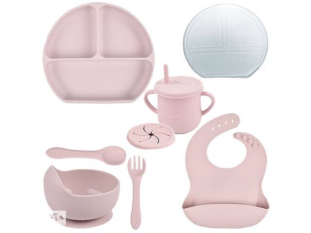 Набор силиконовой посуды 2Life Y26 7 предметов Розовый (v-11121)
