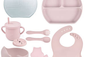 Набор силиконовой посуды 2Life Y26 9 предметов Розовый (n-11353)