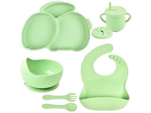 Набор силиконовой посуды 2Life Y3 из 7 предметов на присоске Зеленый (v-11284)