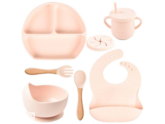 Набор силиконовой посуды 2Life Y4 6 предметов Розовый (v-11132)