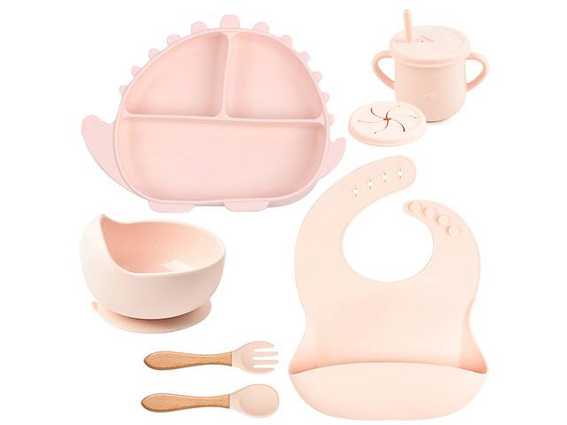 Набор силиконовой посуды 2Life Y4 6 предметов Розовый (v-11244)