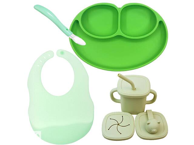 Набор силиконовый посуды 2Life 4 предмета Зеленый (vol-10439)