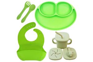 Набір силіконовий посуд 2Life 5 предметів Зелений (n-10438)
