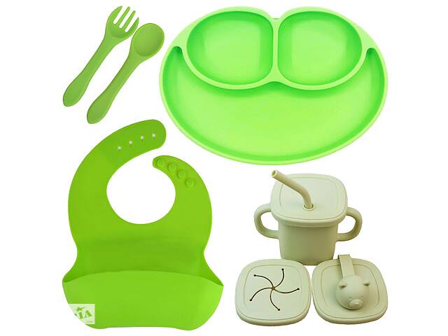 Набор силиконовый посуды 2Life 5 предметов Зеленый (vol-10438)