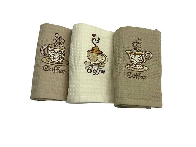 Набор вафельных кухонных полотенец Турция Nilteks Towels Кофе 13820 40х60 см 3 шт