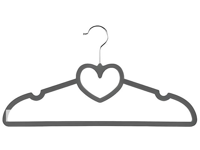 Набор вешалок с велюровым покрытием Stenson Сердце R85331 10 шт 40 см Серый (SK000117)
