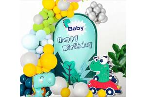 Набір повітряних кульок для фото на день народження Динозаврик з фотозоною