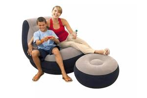 Надувний диван з пуфом Air Sofa Comfort Надувне велюрове крісло з пуфиком (116х98х83см та 62х62х31см)