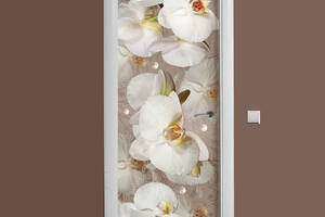 Наклейка на дверь Zatarga Орхидея и капли росы 01 650х2000 мм Бежевый (z180206 dv)