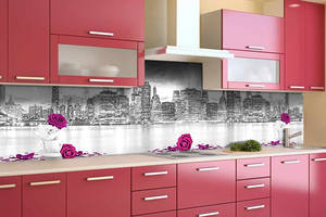 Наклейка виниловая кухонный фартук Zatarga '3Д Розы Город' 650х2500 мм
