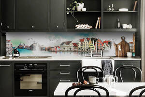 Наклейка виниловая кухонный фартук Zatarga 'Амстердам река' 600х2500 мм