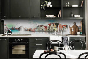 Наклейка виниловая кухонный фартук Zatarga 'Амстердам река' 650х2500 мм