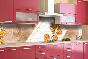 Наклейка виниловая кухонный фартук Zatarga 'Дубовые листья' 600х2500 мм