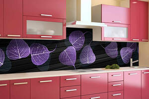 Наклейка виниловая кухонный фартук Zatarga 'Фиолетовые Листья' 600х2500 мм