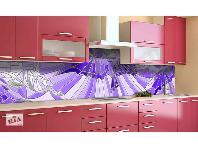 Наклейка виниловая кухонный фартук Zatarga 'Фиолетовый Витраж' 650х2500 мм