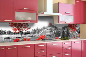 Наклейка виниловая кухонный фартук Zatarga 'Красное дерево' 650х2500 мм