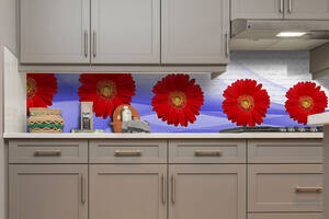 Наклейка виниловая кухонный фартук Zatarga 'Красные Герберы' 600х3000 мм (Z181329/2)
