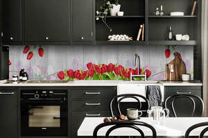 Наклейка виниловая кухонный фартук Zatarga 'Красные тюльпаны' 650х2500 мм
