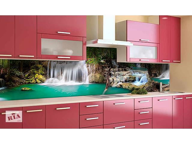 Наклейка виниловая кухонный фартук Zatarga 'Лесной Водопад' 600х2500 мм